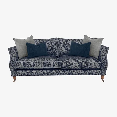 Furniture Village Boutique Chatterley 4 Seater Split Frame Sofa - Canopy Midnight with Walnut Castors