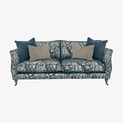Furniture Village Boutique Chatterley 4 Seater Sofa - Canopy Spruce with Walnut Castors