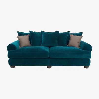 Furniture Village Brianna 4 Seater Split Scatter Back Sofa - Teal
