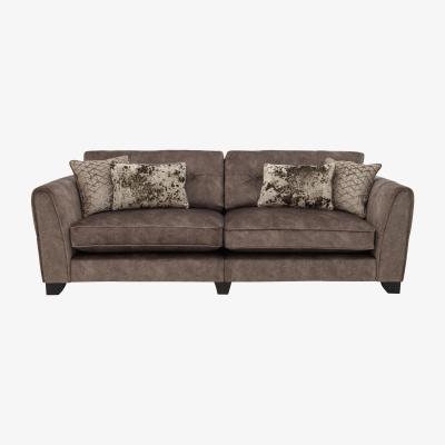 Furniture Village Ariana 4 Seater Fabric Classic Back Sofa - Dapple Chocolate