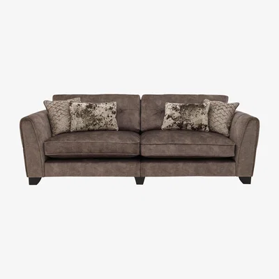 Furniture Village Ariana 4 Seater Fabric Classic Back Sofa - Dapple Chocolate