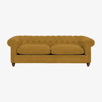 Furniture Village Alexander and James - Chesterfield Collection Ralph 4 Seater Fabric Sofa - Tumeric - Dark Feet