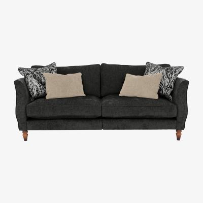 Furniture Village Boutique Chatterley 4 Seater Split Frame Sofa - Bolero Ebony with Walnut Feet