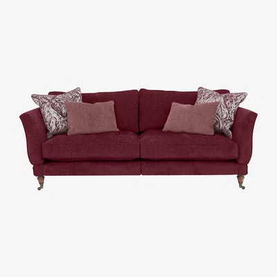 Furniture Village Boutique Chatterley 4 Seater Split Frame Sofa with Knole Arms - Bolero Boysenberry with Walnut Castors