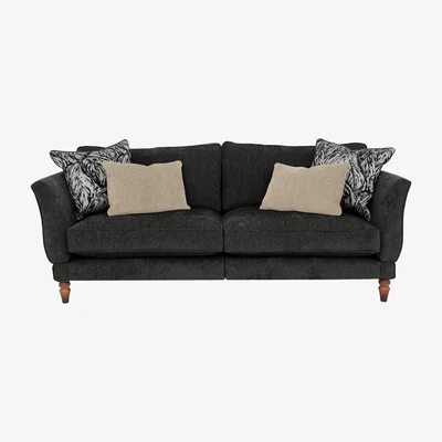Furniture Village Boutique Chatterley 4 Seater Split Frame Sofa with Knole Arms - Bolero Ebony with Walnut Feet