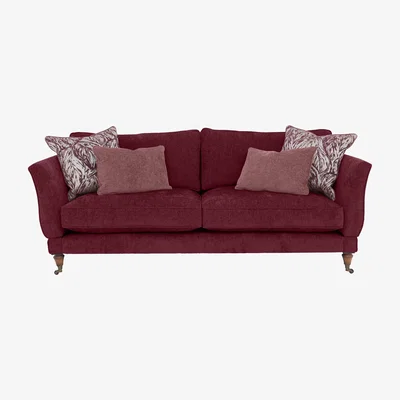 Furniture Village Boutique Chatterley 4 Seater Sofa with Knole Arms - Bolero Boysenberry with Walnut Castors