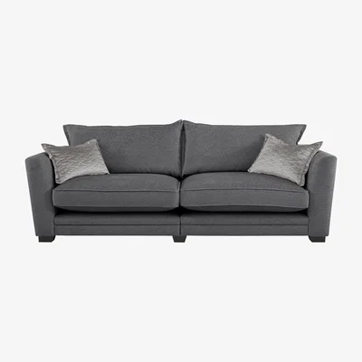 Furniture Village Boutique Lavish Fabric 4 Seater Split Classic Back Sofa - Grey