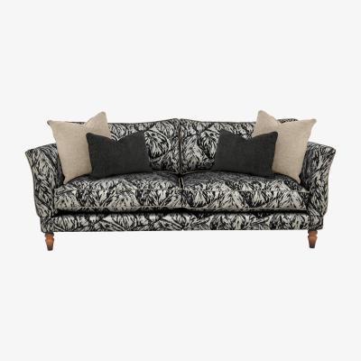 Furniture Village Boutique Chatterley 4 Seater Split Frame Sofa with Knole Arms - Canopy Ebony with Walnut Feet