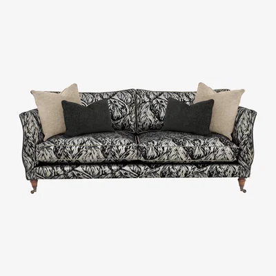 Furniture Village Boutique Chatterley 4 Seater Split Frame Sofa - Canopy Ebony with Walnut Castors