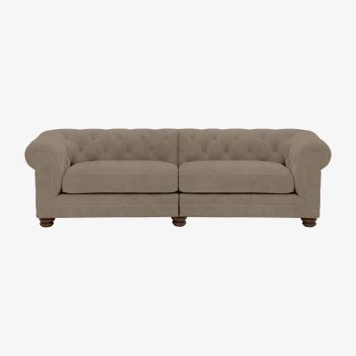 Furniture Village Alexander and James - Chesterfield Collection Hugo 4 Seater Split Frame Fabric Sofa - Mouse - Dark Feet