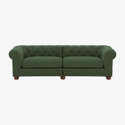 Furniture Village Alexander and James - Chesterfield Collection Hugo 4 Seater Split Frame Fabric Sofa - Highland Green - Dark Feet