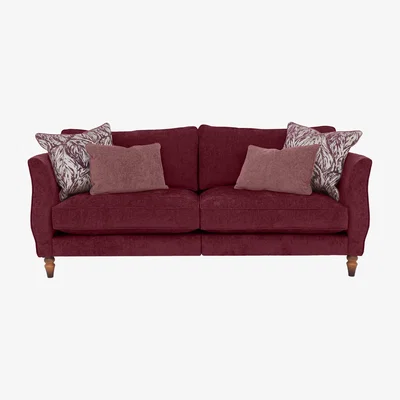 Furniture Village Boutique Chatterley 4 Seater Split Frame Sofa - Bolero Boysenberry with Walnut Feet