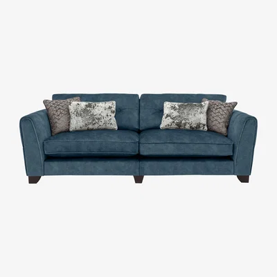 Furniture Village Ariana 4 Seater Fabric Classic Back Sofa - Dapple Ocean
