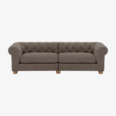 Furniture Village Alexander and James - Chesterfield Collection Hugo 4 Seater Split Frame Fabric Sofa - Wicker - Oak Feet