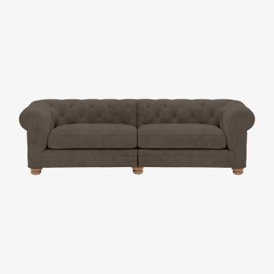 Furniture Village Alexander and James - Chesterfield Collection Hugo 4 Seater Split Frame Fabric Sofa - Discovery - Oak Feet