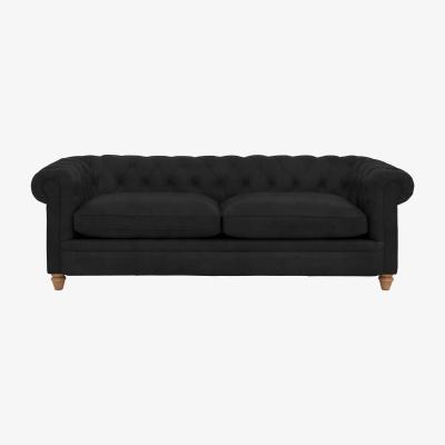 Furniture Village Alexander and James - Chesterfield Collection Ralph 4 Seater Fabric Sofa - Chocolate - Oak Feet