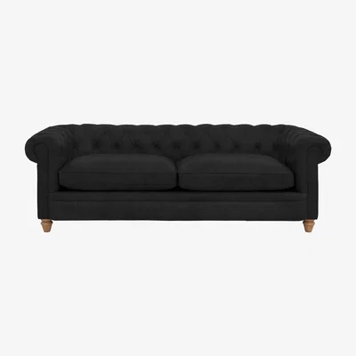 Furniture Village Alexander and James - Chesterfield Collection Ralph 4 Seater Fabric Sofa - Chocolate - Oak Feet