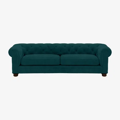 Furniture Village Alexander and James - Chesterfield Collection Hugo 4 Seater Fabric Sofa - Peacock - Dark Feet