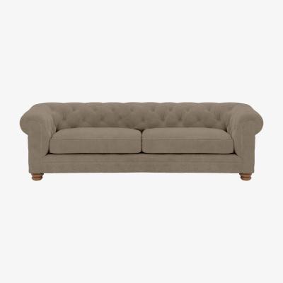 Furniture Village Alexander and James - Chesterfield Collection Hugo 4 Seater Fabric Sofa - Mouse - Oak Feet
