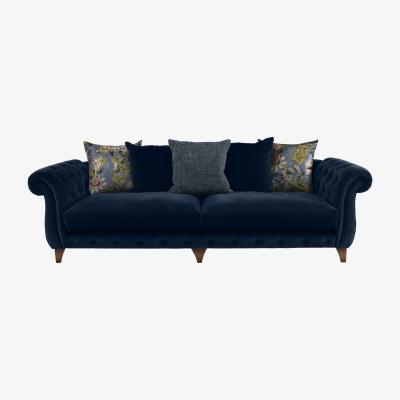 Furniture Village Boutique Palace Fabric 4 Seater Scatter Back Sofa - Blue