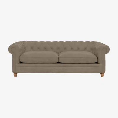 Furniture Village Alexander and James - Chesterfield Collection Ralph 4 Seater Fabric Sofa - Mouse - Oak Feet