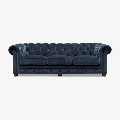 Furniture Village At The Helm - Shackleton 4 Seater Fabric Chesterfield Sofa - Midnight