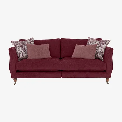 Furniture Village Boutique Chatterley 4 Seater Split Frame Sofa - Bolero Boysenberry with Walnut Castors