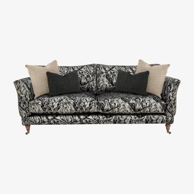 Furniture Village Boutique Chatterley 4 Seater Split Frame Sofa with Knole Arms - Canopy Ebony with Walnut Castors