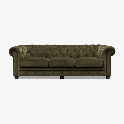 Furniture Village At The Helm - Shackleton 4 Seater Fabric Chesterfield Sofa - Pine