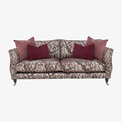 Furniture Village Boutique Chatterley 4 Seater Sofa - Canopy Mulberry with Ebony Castors