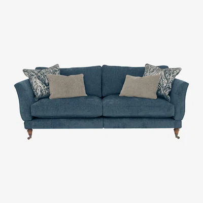 Furniture Village Boutique Chatterley 4 Seater Split Frame Sofa with Knole Arms - Bolero Spruce with Walnut Castors