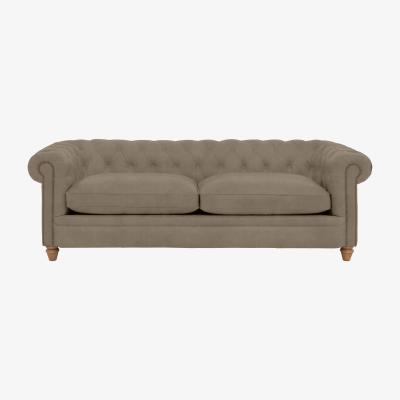 Furniture Village Alexander and James - Chesterfield Collection Ralph 4 Seater Fabric Sofa - Mouse with Studs - Oak Feet