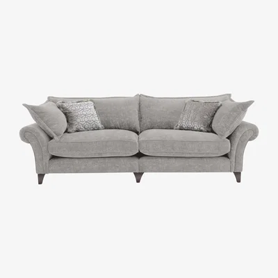 Furniture Village Boutique Splendour Fabric 4 Seater Split Sofa - Meridian Silver with Grey Feet