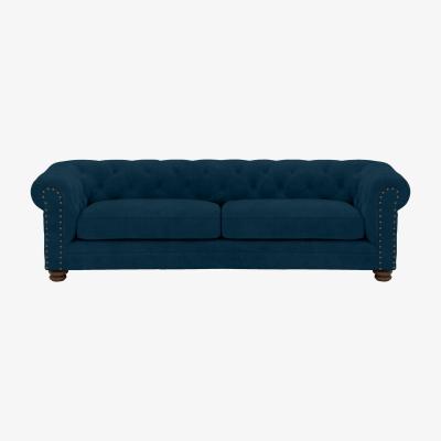 Furniture Village Alexander and James - Chesterfield Collection Hugo 4 Seater Fabric Sofa - Teal - Dark Feet with Studs