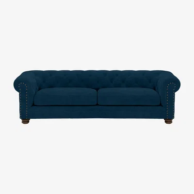 Furniture Village Alexander and James - Chesterfield Collection Hugo 4 Seater Fabric Sofa - Teal - Dark Feet with Studs