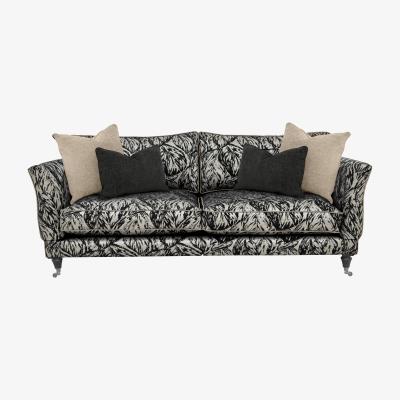 Furniture Village Boutique Chatterley 4 Seater Split Frame Sofa with Knole Arms - Canopy Ebony with Ebony Castors