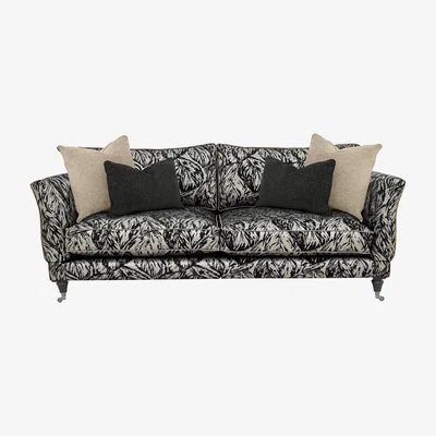 Furniture Village Boutique Chatterley 4 Seater Split Frame Sofa with Knole Arms - Canopy Ebony with Ebony Castors