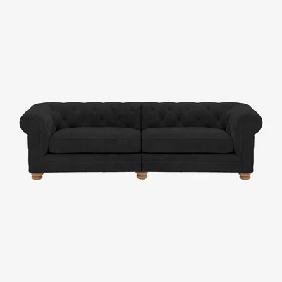 Furniture Village Alexander and James - Chesterfield Collection Hugo 4 Seater Split Frame Fabric Sofa - Chocolate - Oak Feet