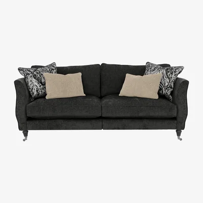 Furniture Village Boutique Chatterley 4 Seater Split Frame Sofa - Bolero Ebony with Ebony Castors