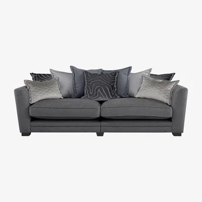 Furniture Village Boutique Lavish Fabric 4 Seater Split Scatter Back Sofa - Grey