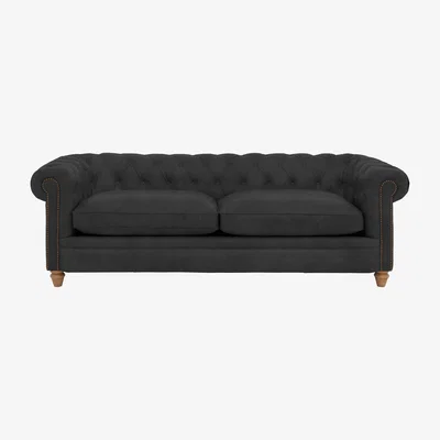 Furniture Village Alexander and James - Chesterfield Collection Ralph 4 Seater Fabric Sofa - Boot with Studs - Oak Feet