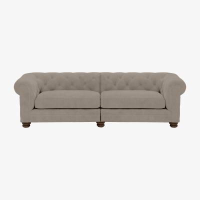 Furniture Village Alexander and James - Chesterfield Collection Hugo 4 Seater Split Frame Fabric Sofa - Silver - Dark Feet