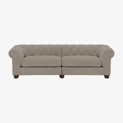 Furniture Village Alexander and James - Chesterfield Collection Hugo 4 Seater Split Frame Fabric Sofa - Silver - Dark Feet