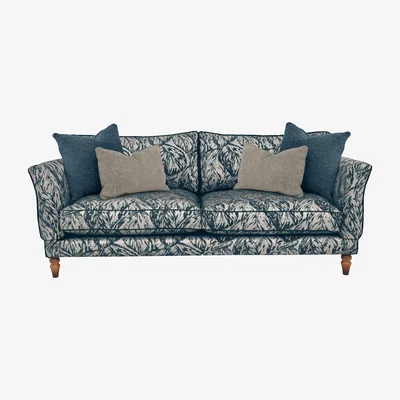 Furniture Village Boutique Chatterley 4 Seater Split Frame Sofa with Knole Arms - Canopy Spruce with Walnut Feet