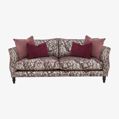 Furniture Village Boutique Chatterley 4 Seater Split Frame Sofa - Canopy Mulberry with Ebony Feet