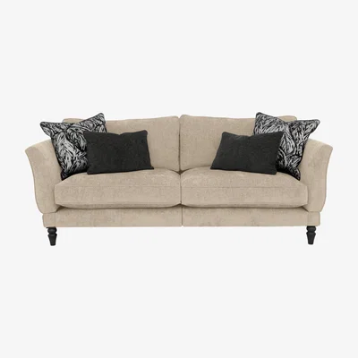 Furniture Village Boutique Chatterley 4 Seater Split Frame Sofa with Knole Arms - Bolero Eggshell with Ebony Feet