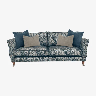 Furniture Village Boutique Chatterley 4 Seater Split Frame Sofa with Knole Arms - Canopy Spruce with Walnut Castors