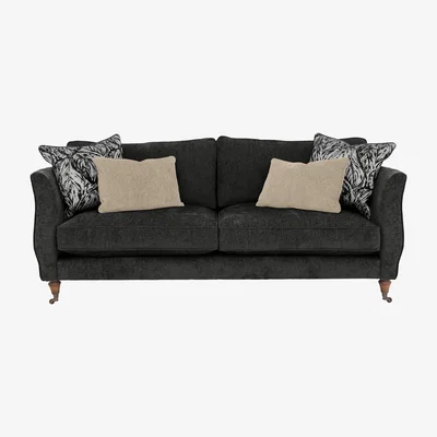 Furniture Village Boutique Chatterley 4 Seater Sofa - Bolero Ebony with Walnut Castors
