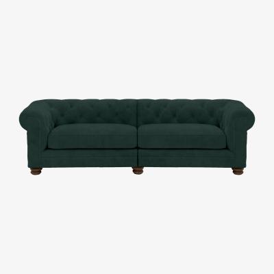 Furniture Village Alexander and James - Chesterfield Collection Hugo 4 Seater Split Frame Fabric Sofa - Honeycreeper - Dark Feet