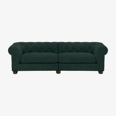 Furniture Village Alexander and James - Chesterfield Collection Hugo 4 Seater Split Frame Fabric Sofa - Honeycreeper - Dark Feet